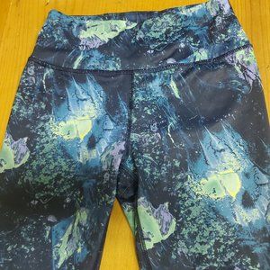 Women's Fila Leggings Blue Green Marbled Size S